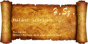 Halász Szíriusz névjegykártya